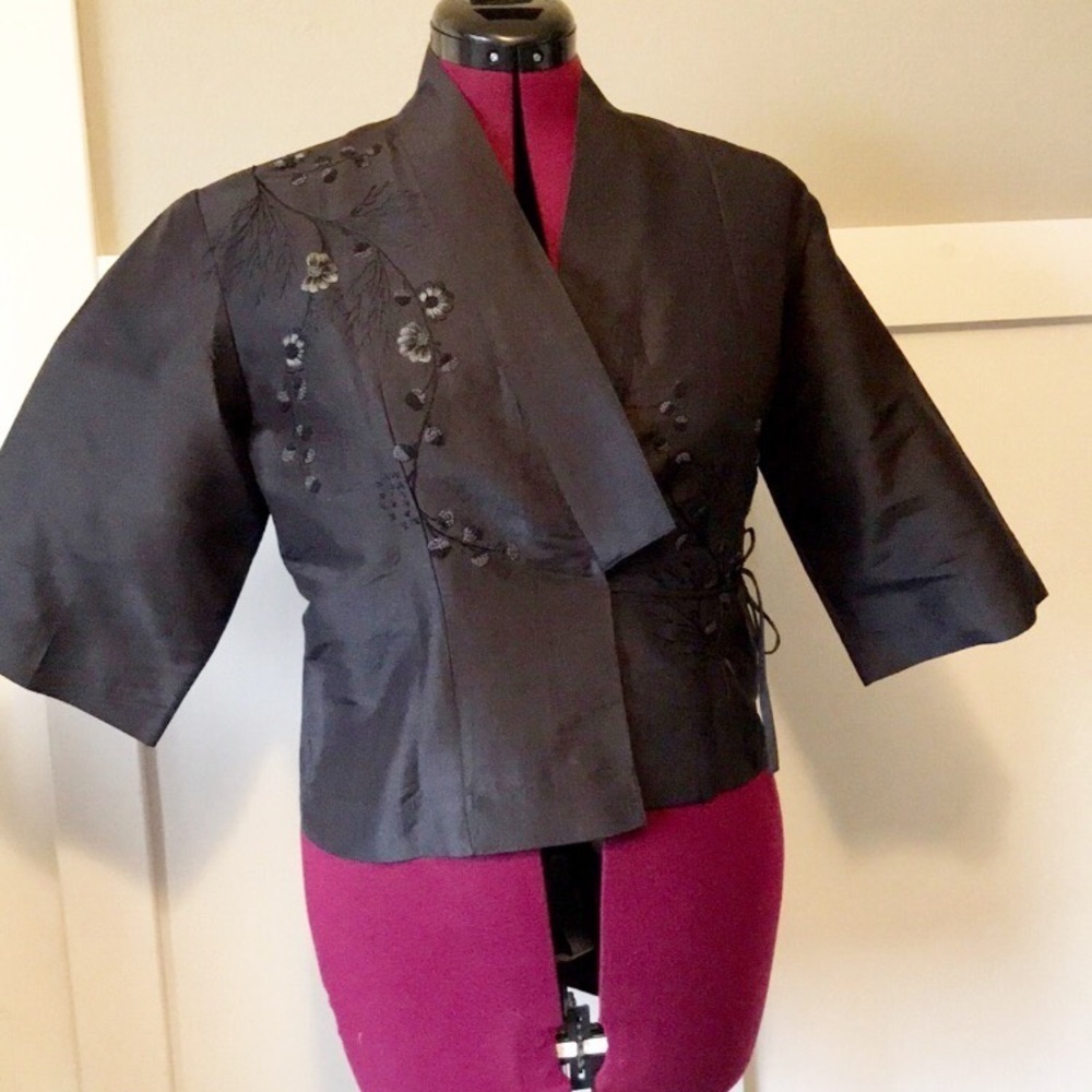 Black vintage silk kimono M